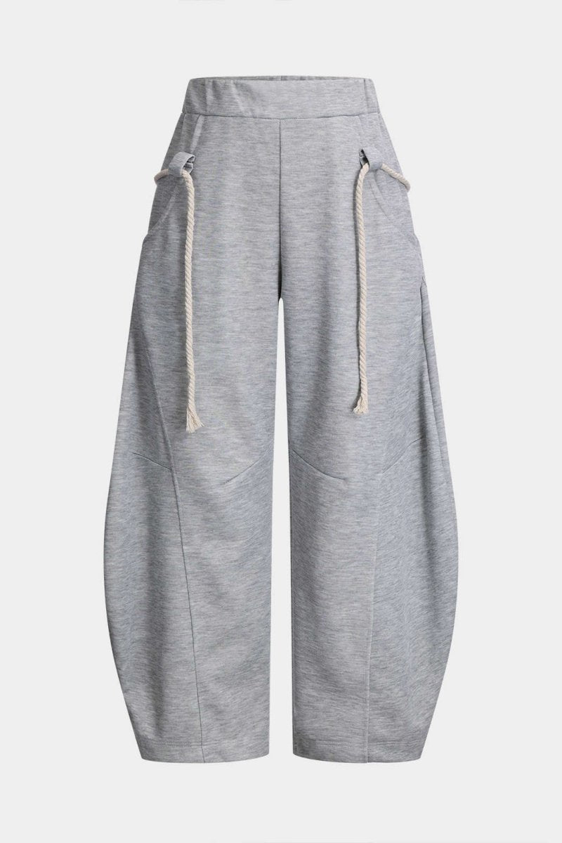 Drawstring Wide Leg Trousers - MISMIMCWBT2411270060-LIGHT GRAY-S