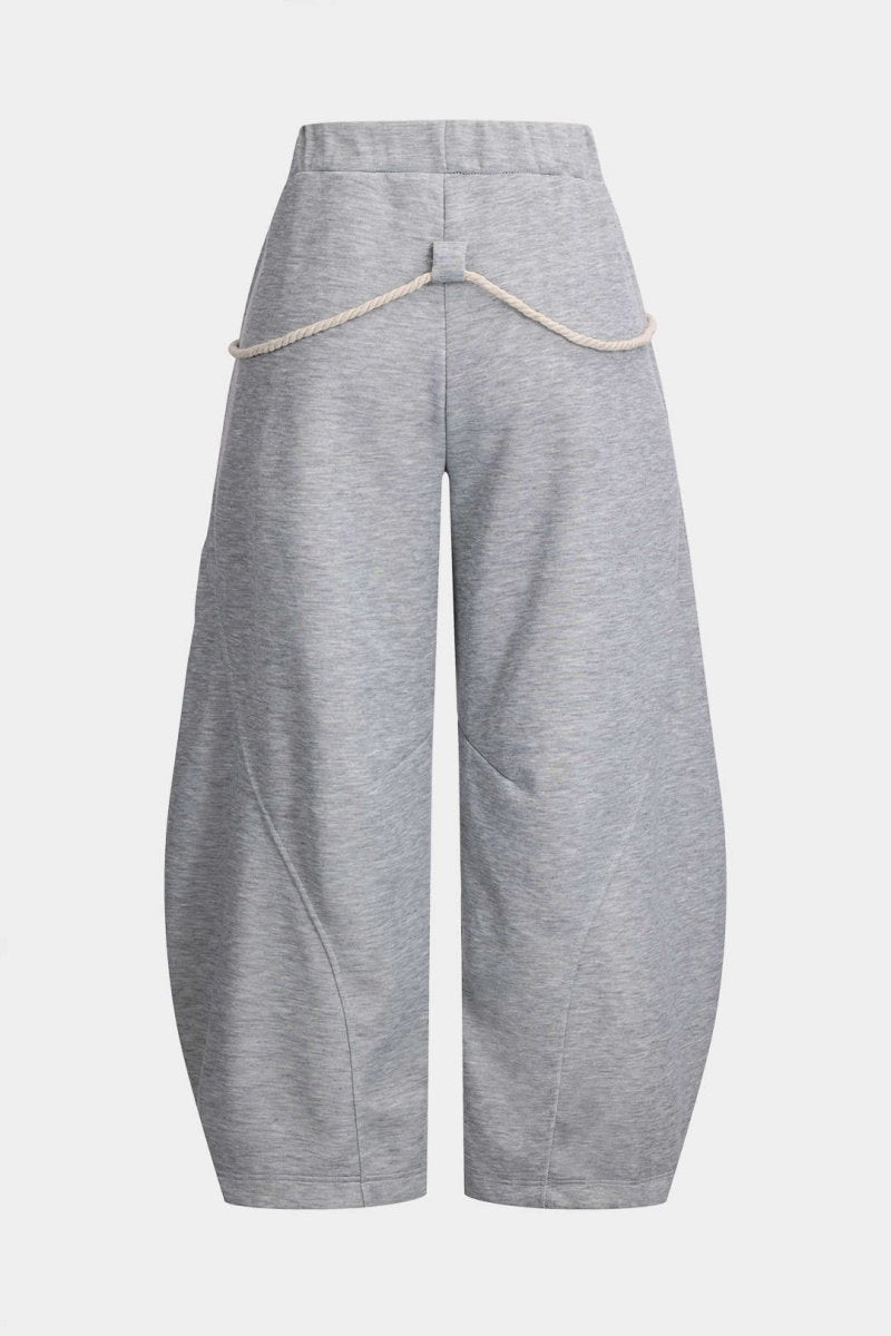 Drawstring Wide Leg Trousers - MISMIMCWBT2411270060-LIGHT GRAY-S