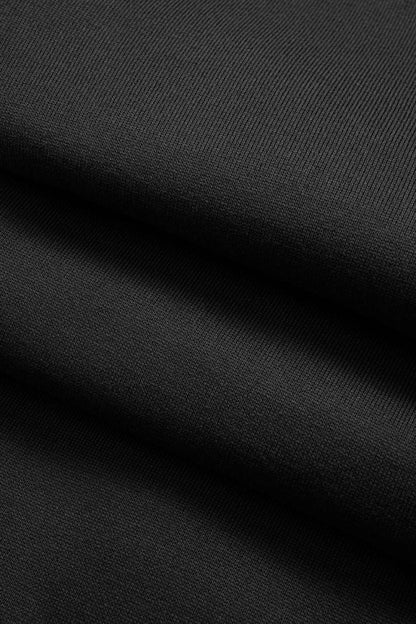 Drawstring Zipper Hoodie And Straight Leg Tie - Up Trousers Set - MISMIMCWSC2507260149-BLACK-XS