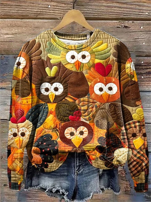 Cute Owls Printed Women's Oversized Sweatshirt