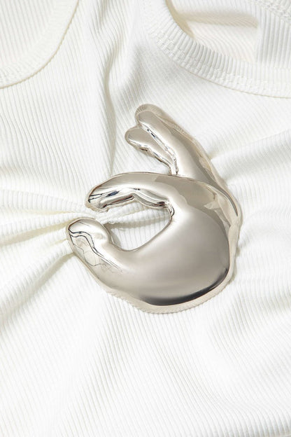 Embellished Ruched Tank Top - MISMIMCWTT2404240100-WHITE-XS