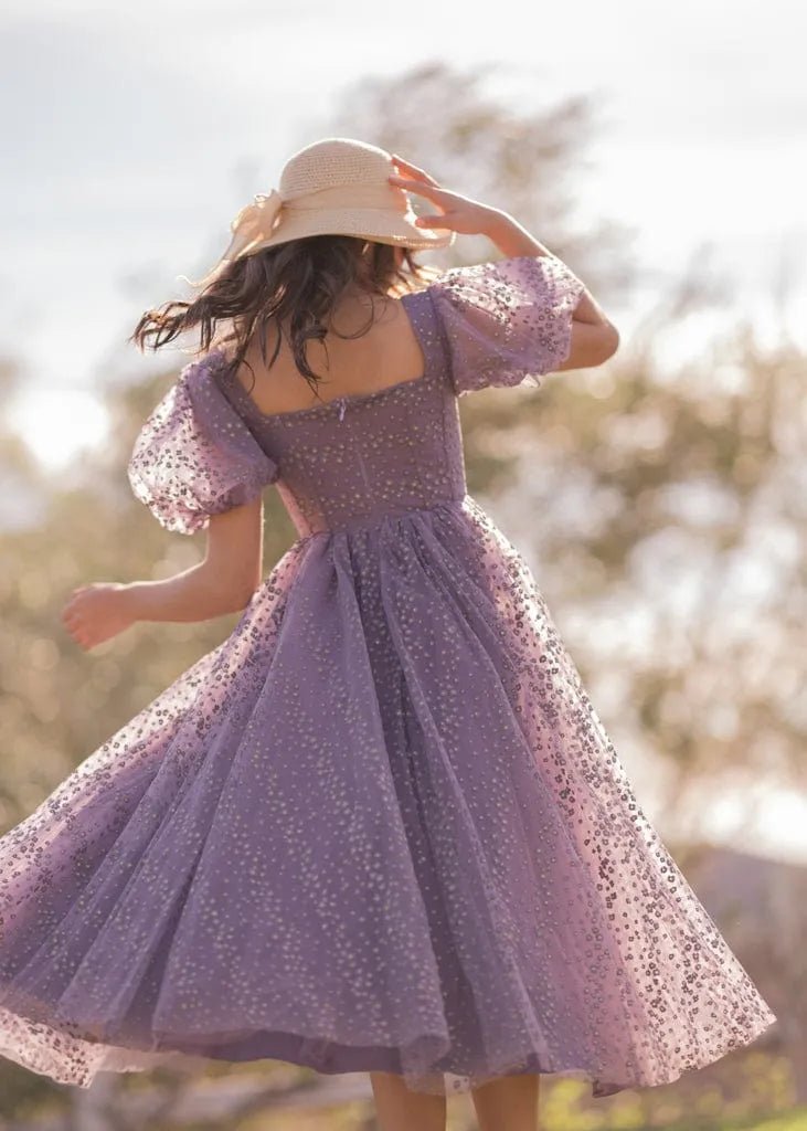 Everbloom Puff Sleeve Midi Dress in Purple - MISMIJK24169-W-LAV-00