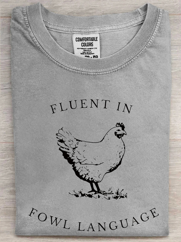 Fluent In Fowl Language Printed Unisex Oversized T-shirt
