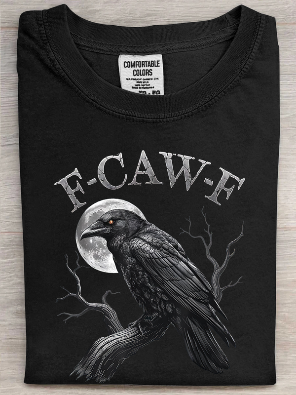 Funny F-Caw-F Crow Printed Unisex Oversized T-shirt