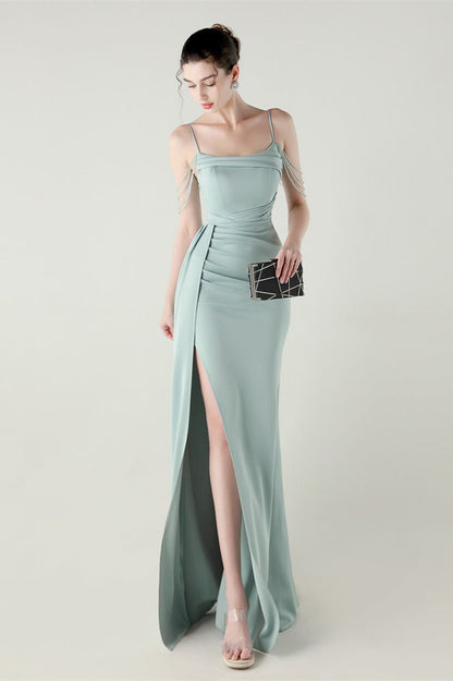 Satin Spaghetti Strap Mermaid Party Dress