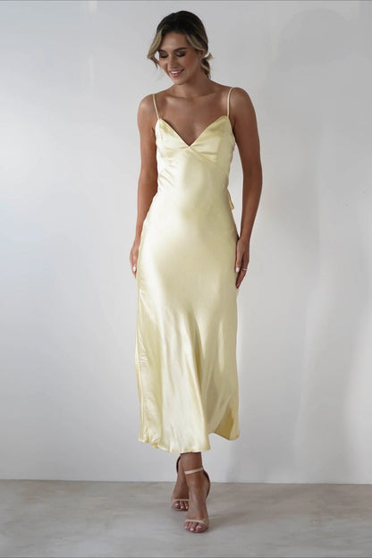 Satin Backless Tie Party Dress