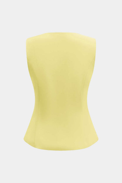 Fake Pocket Tank Top - MISMIMCWTT2502260132-CREAM YELLOW-XS