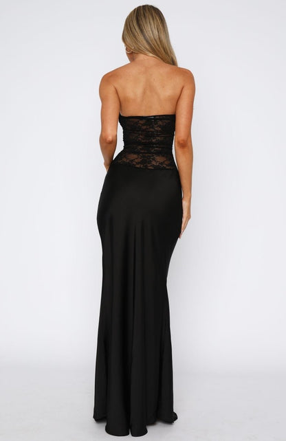 Fall In Love With You Strapless Maxi Dress Black - MISMIEXBOS198-1-XXS