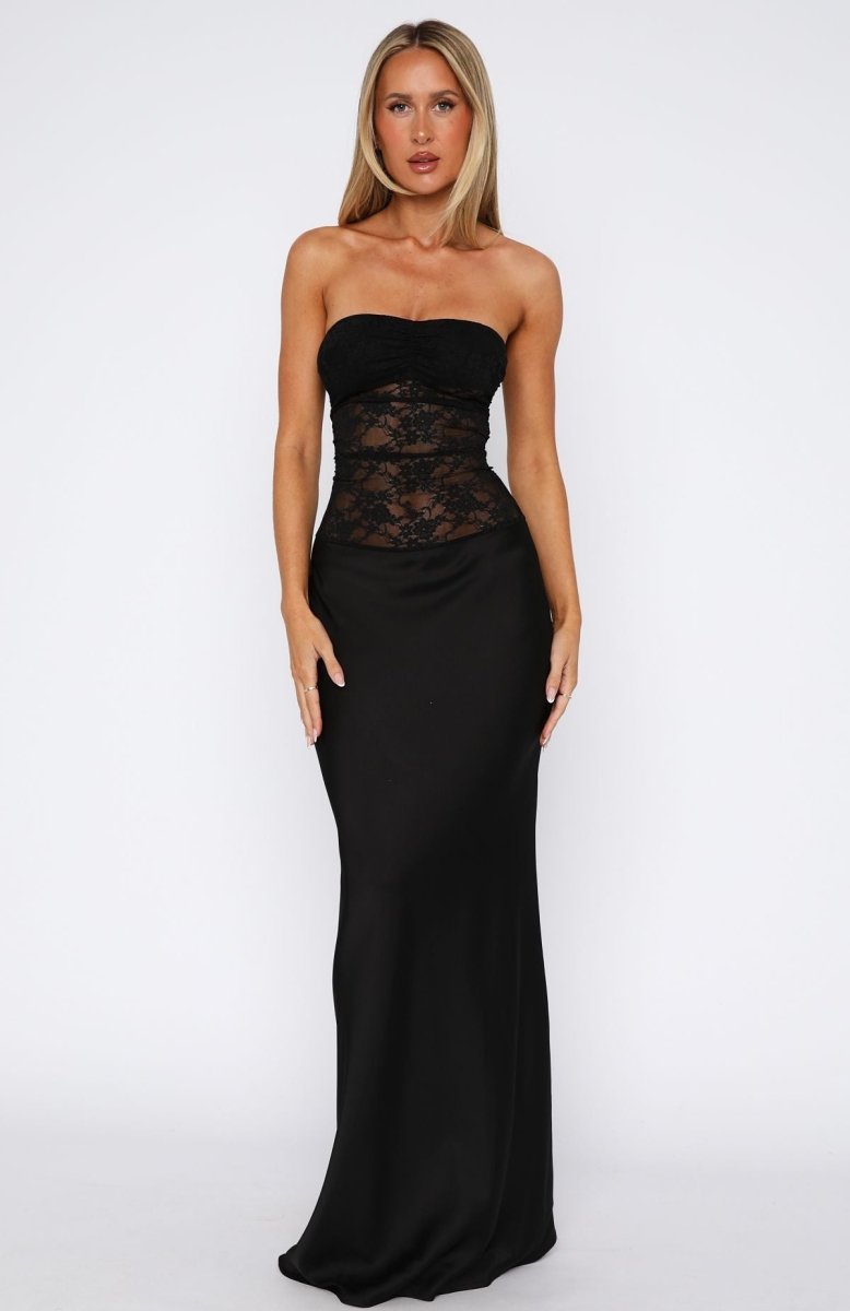 Fall In Love With You Strapless Maxi Dress Black - MISMIEXBOS198-1-XXS