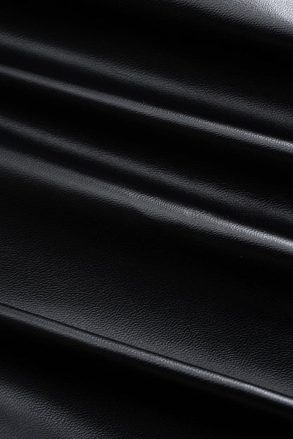 Faux Leather Asymmetrical Twist Knot Tank Top - MISMIMCWTT2507180045-BLACK-S