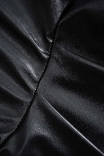 Faux Leather Asymmetrical Twist Knot Tank Top - MISMIMCWTT2507180045-BLACK-S