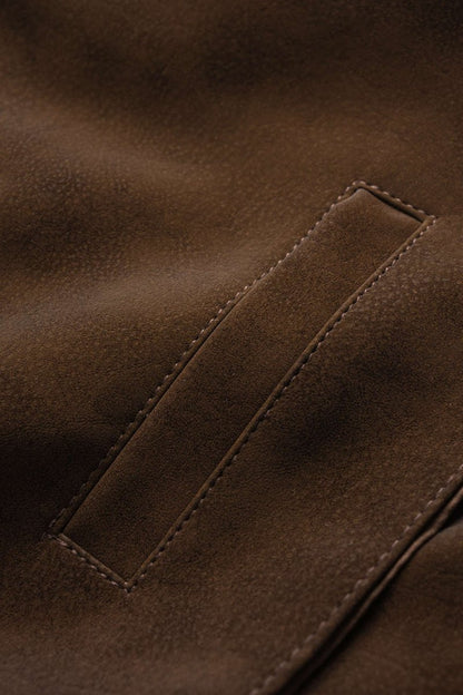 Faux Leather Asymmetrical Zipper Belted Skirt - MISMIMCWBK2509080031-BROWN-XS