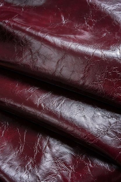 Faux Leather Button Shorts - MISMIMCWBS2510090032-BURGUNDY-XS