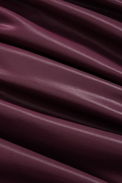 Faux Leather Chain Patchwork Ruched Sleeveless Mini Dress - MISMIMCWDC2509040043-BURGUNDY-XS