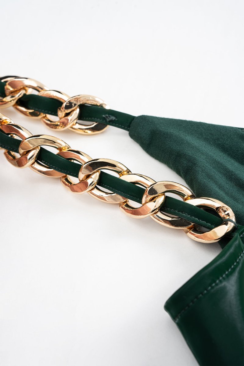 Faux Leather Chain Patchwork Sleeveless Bodysuit - MISMIMCWTO2507260012-JADE-XS