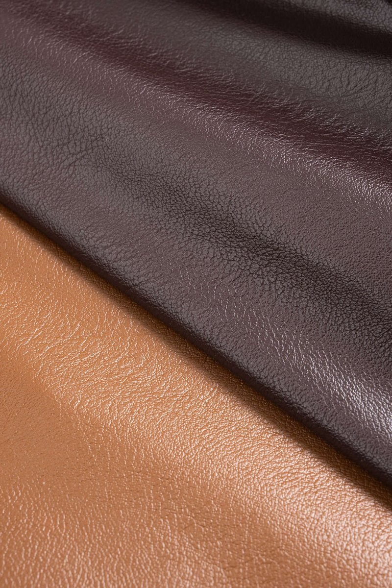 Faux Leather Contrast Notched Lapell Coat - MISMIMCWDB2506090035-BROWN-XS