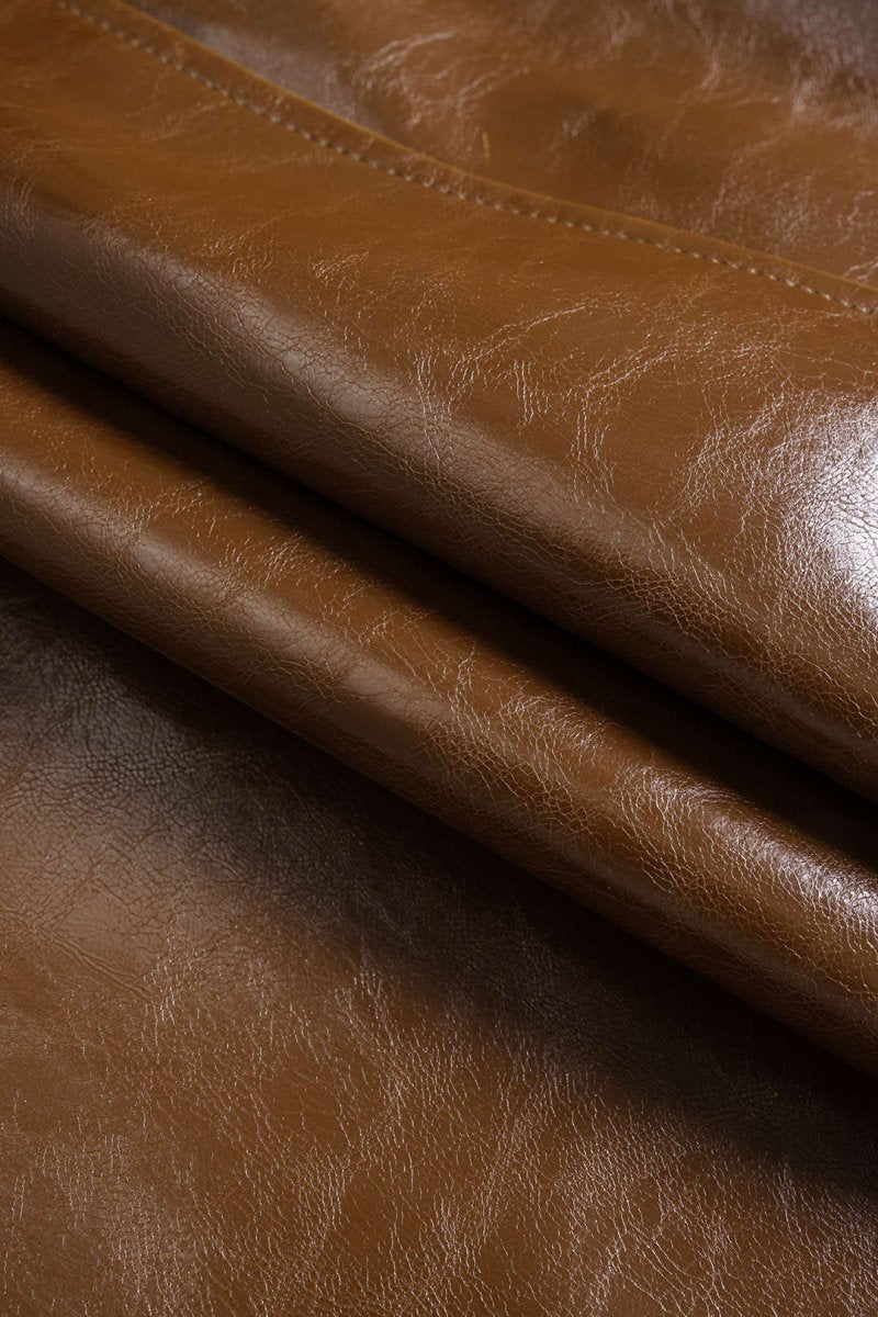 Faux Leather High Waist Shorts - MISMIMCWBS2505260053-BROWN-XS