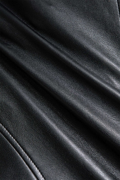 Faux Leather Metallic Button Jacket - MISMIMCWTE2409140009-BLACK-XS