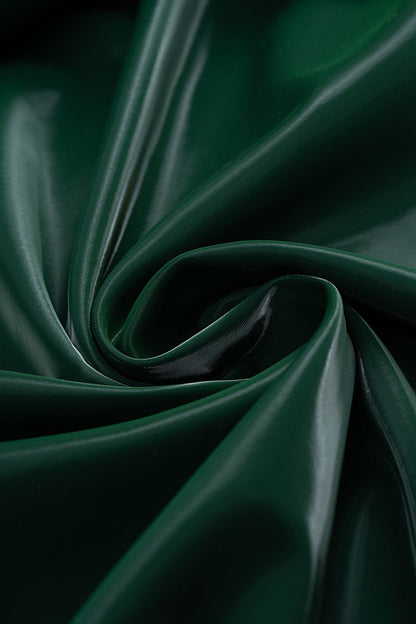 Faux Leather Metallic Chain Ruched Asymmetrical Skirt - MISMIMCWBK2507260013-JADE-XS