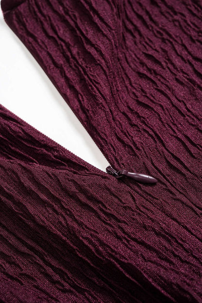 Faux Leather Patchwork Button Sleeveless Mini Dress - MISMIMCWTV2510090054-BURGUNDY-XS