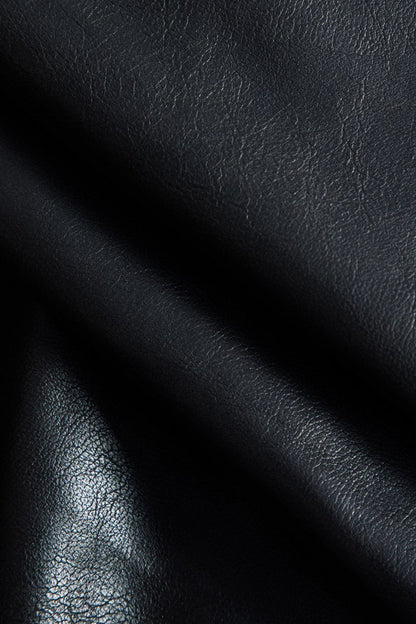 Faux Leather Patchwork Fur Skirt - MISMIMCWBK2410150068-BLACK-XS