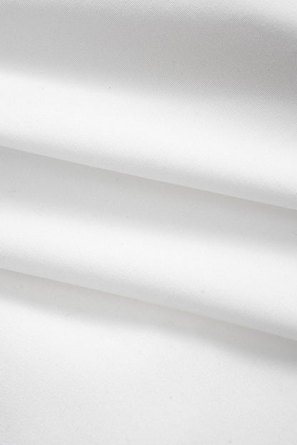 Faux Leather Patchwork Tie - Back Long - Sleeve Shirt - MISMIMCWTE2509160108-WHITE-XS