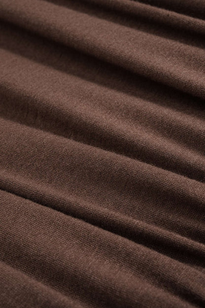 Faux Leather Patchwork V - Neck Ruched Sleeveless Mini Dress - MISMIMCWDC2508260009-BROWN-XS