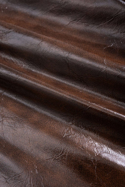 Faux Leather Patchwork Zipper Wide Leg Pocket Barrel Trousers - MISMIMCWBT2507180027-COFFEE-XS