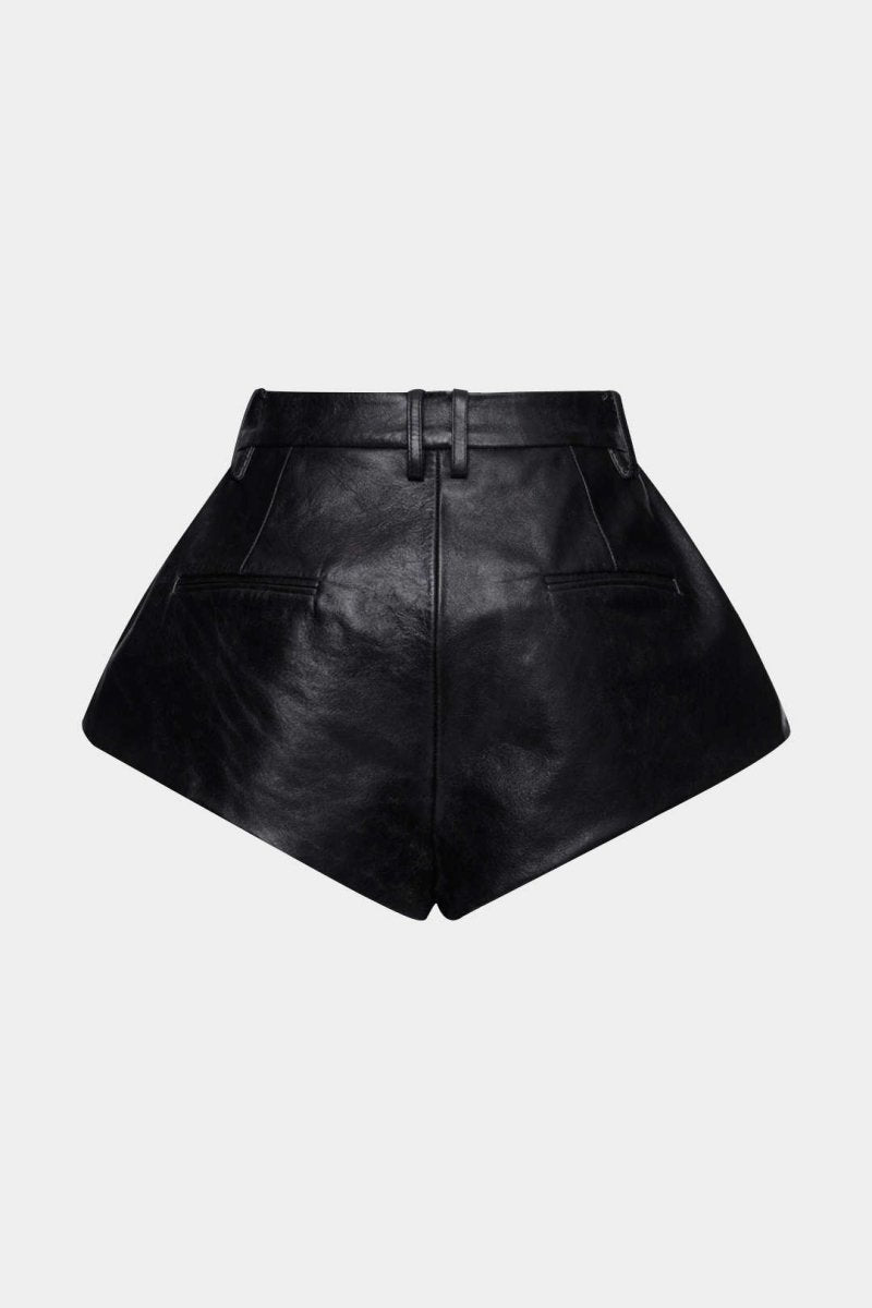 Faux Leather Pleated Shorts - MISMIMCWBS2509010123-BLACK-XS