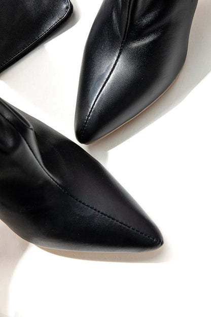 Faux Leather Pointed Toe Over The Knee Boots - MISMIMCSBO2403060010-BLACK-37