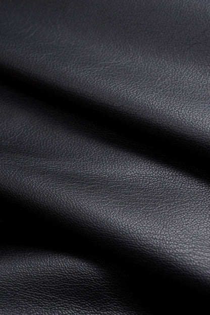 Faux Leather Ruched Button Asymmetrical Shirt - MISMIMCWTV2509260031-BLACK-XS