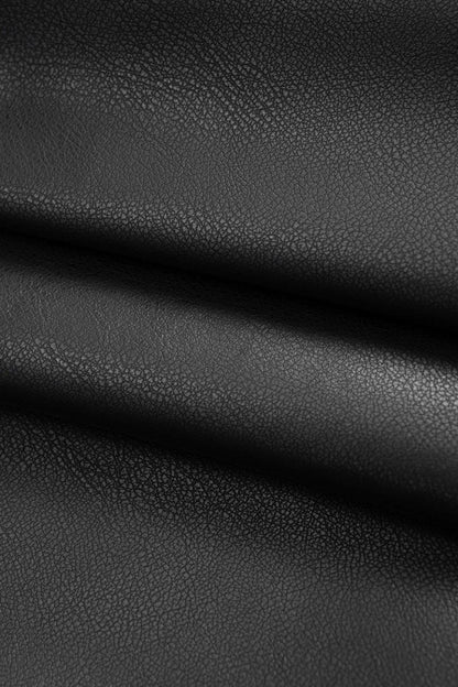 Faux Leather Ruched Skirt - MISMIMCWBK2509240047-BLACK-XS