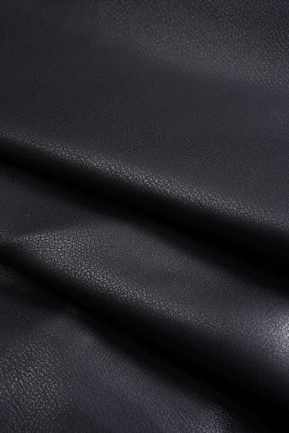 Faux Leather Ruched Zipper Shorts - MISMIMCWBS2508010099-BLACK-XS