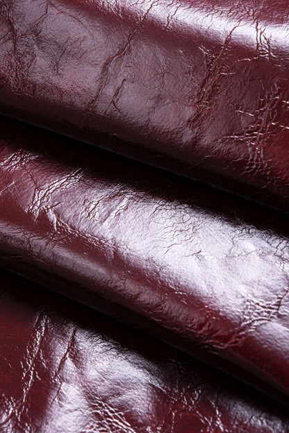 Faux Leather Sequin Patchwork Skirt - MISMIMCWBK2510090033-BURGUNDY-XS