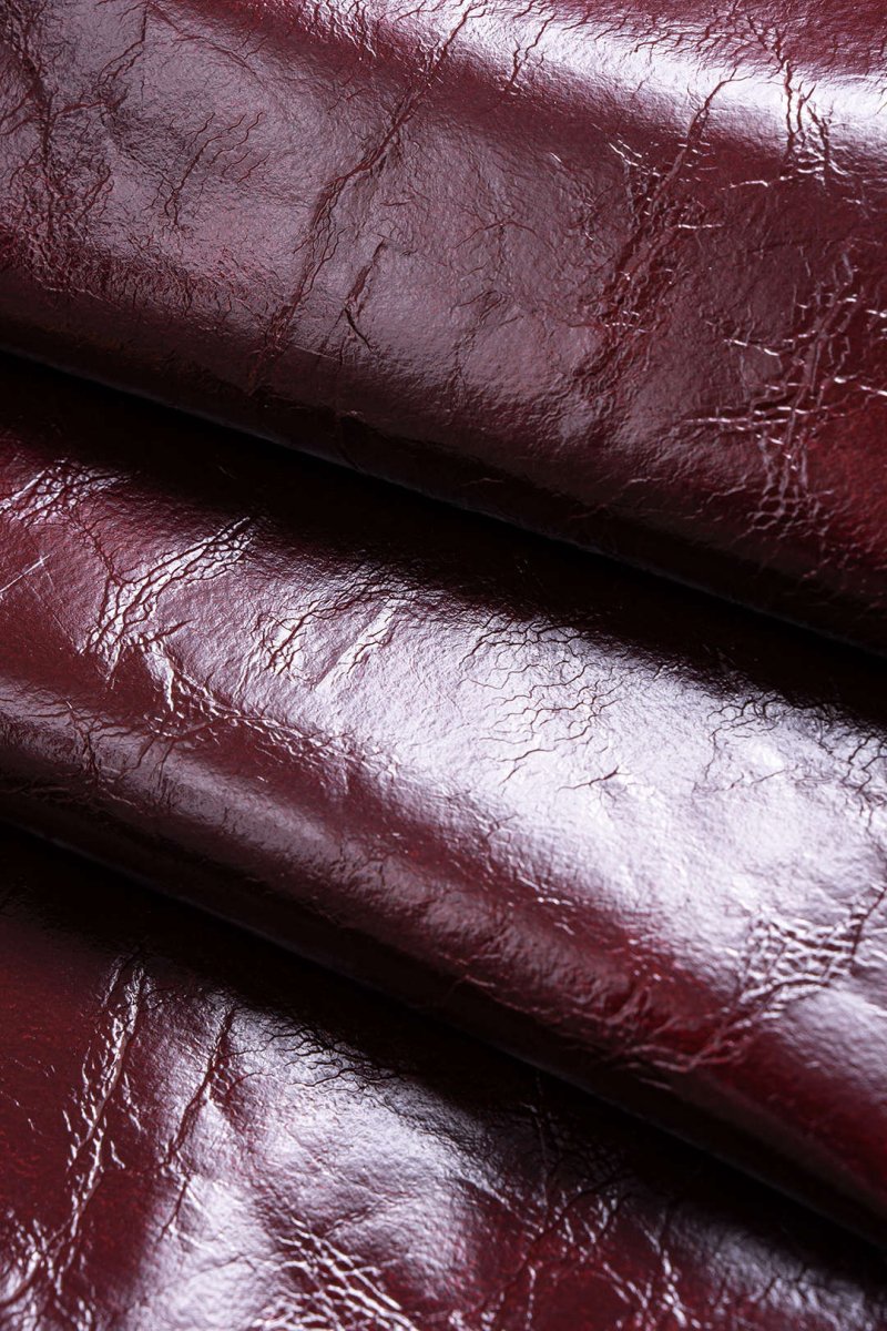 Faux Leather Sequin Patchwork Skirt - MISMIMCWBK2510090033-BURGUNDY-XS