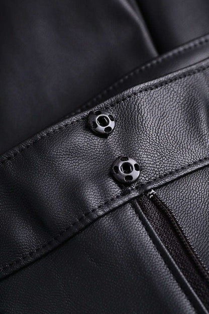 Faux Leather Straight Leg Pants - MISMIMCWBP2111120044-BLACK-XS