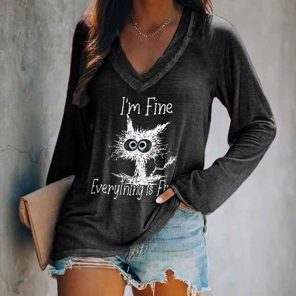 I'm Fine Everything Is Fine Printed Women's T-shirt
