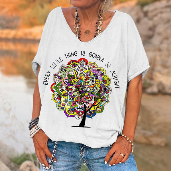 Every Little Thing Is Gonna Be Alright Printed Hippie Women's T-shirt