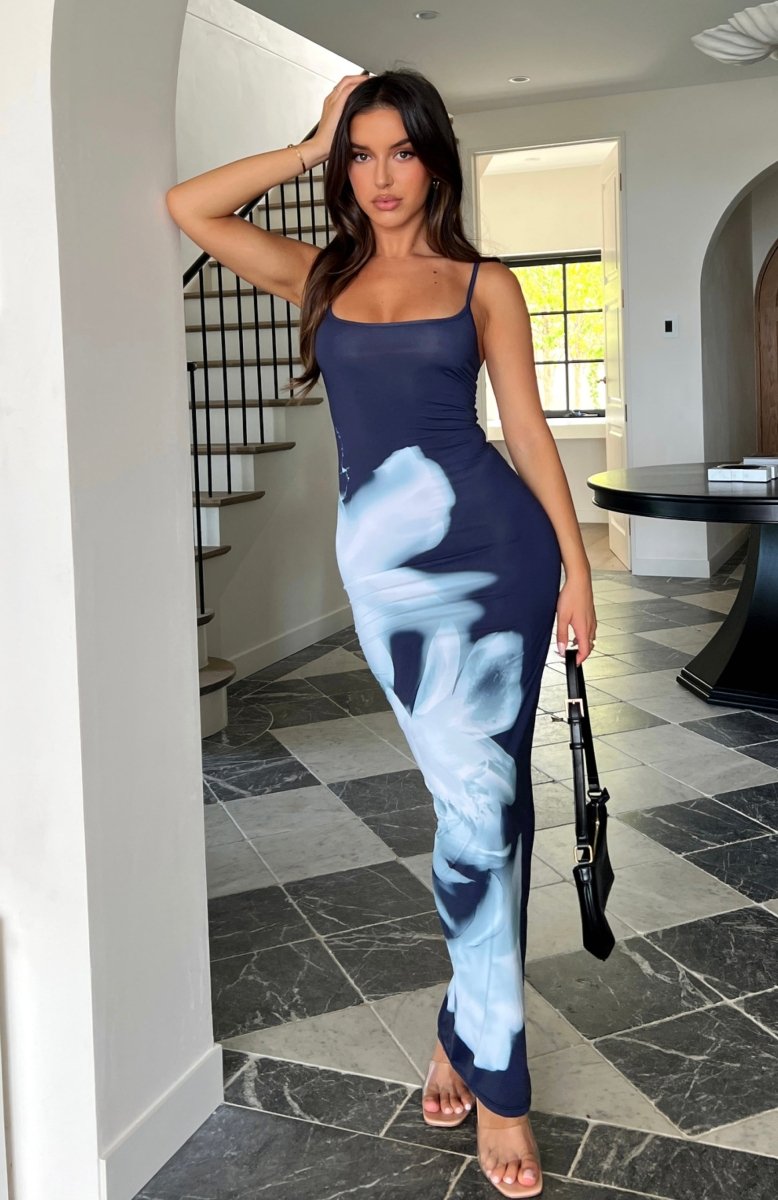 Feeling The Heat Maxi Dress Greyscale Floral - MISMIWFLOD59-6-XXS