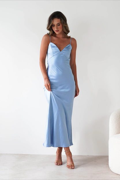 Satin Backless Tie Party Dress
