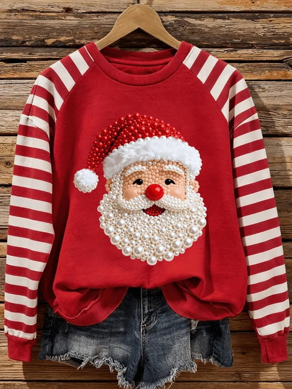 Santa Claus Christmas Printed Women's Oversized Sweatshirt