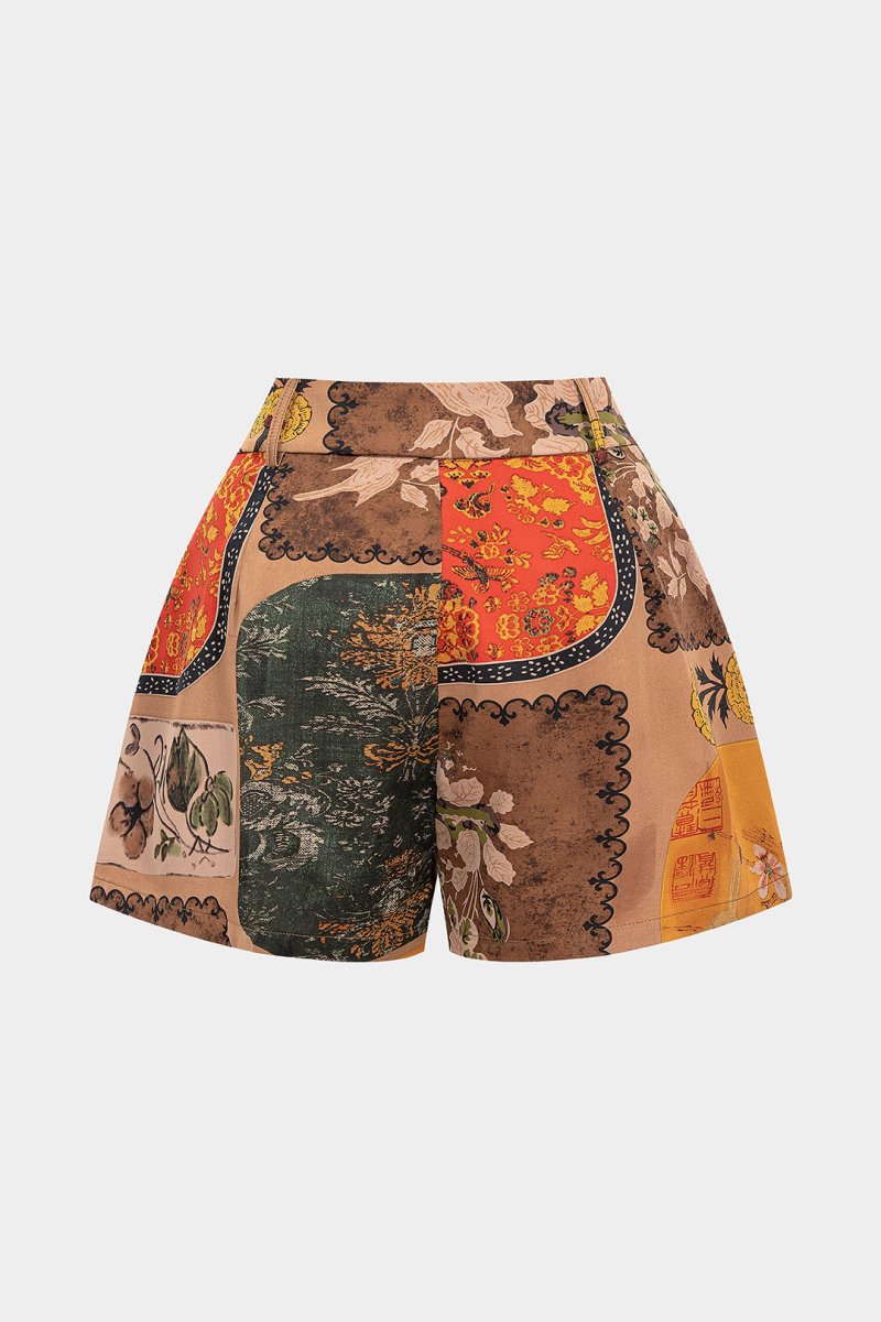 Floral Contrast Print Shorts - MISMIMCWBS2505190071-Contrast Color-XS
