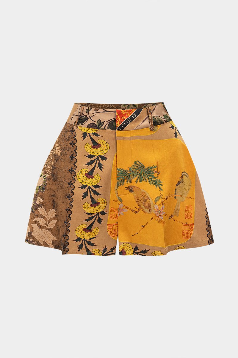 Floral Contrast Print Shorts - MISMIMCWBS2505190071-Contrast Color-XS