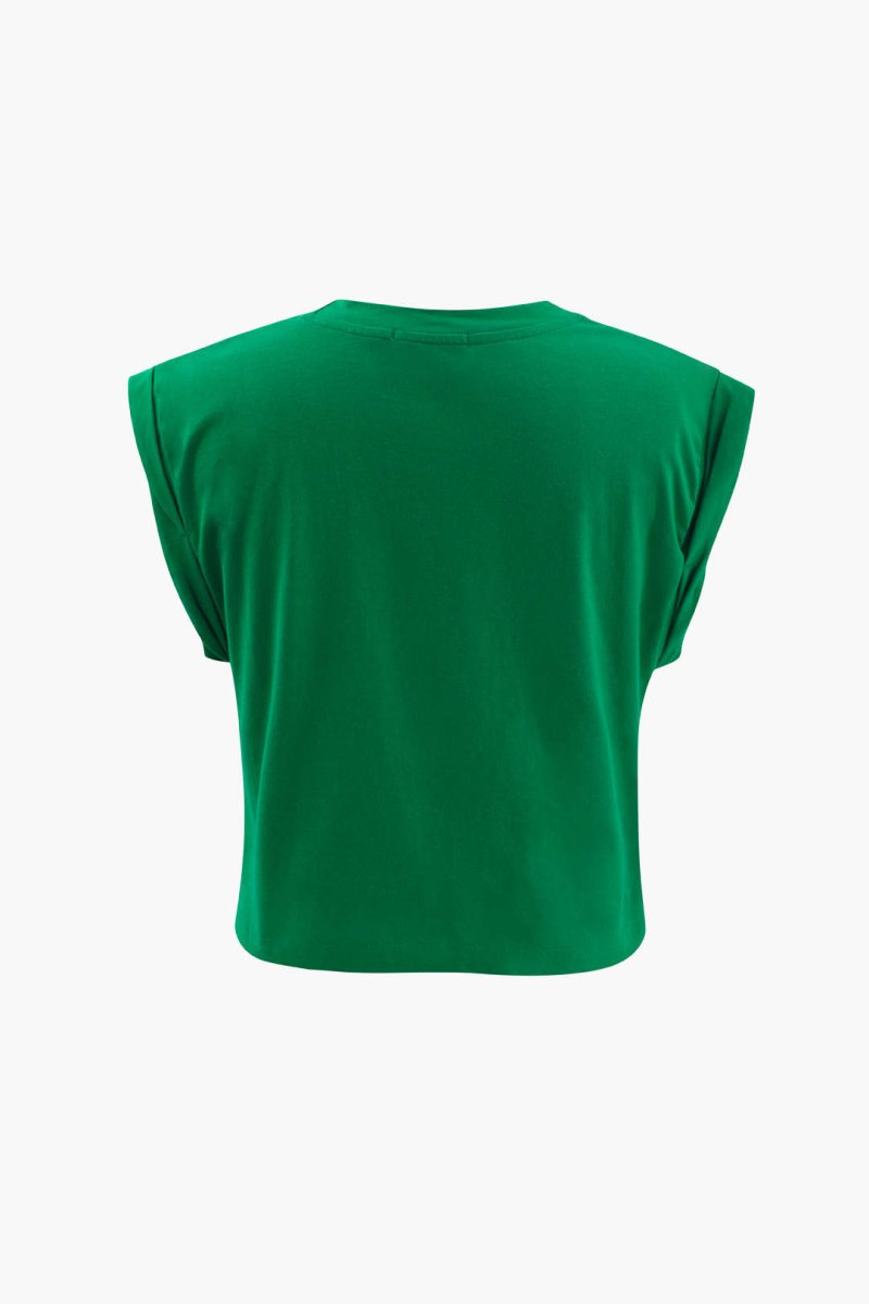 Flower Print Hem Knotted Short Sleeve T-Shirt - MISMIMCWTS221100014-GREEN-XS