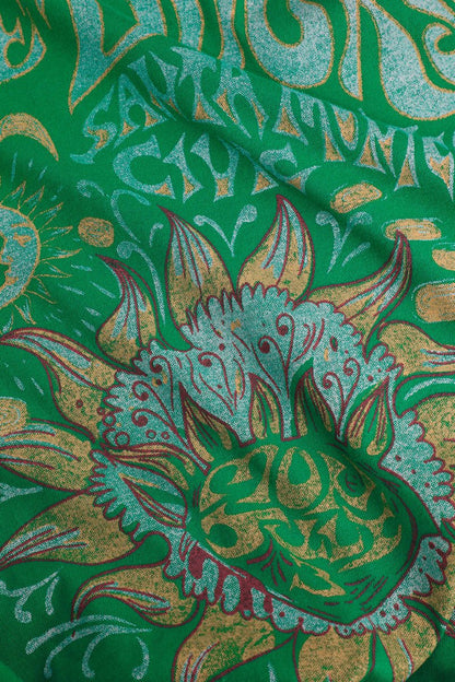 Flower Print Hem Knotted Short Sleeve T-Shirt - MISMIMCWTS221100014-GREEN-XS