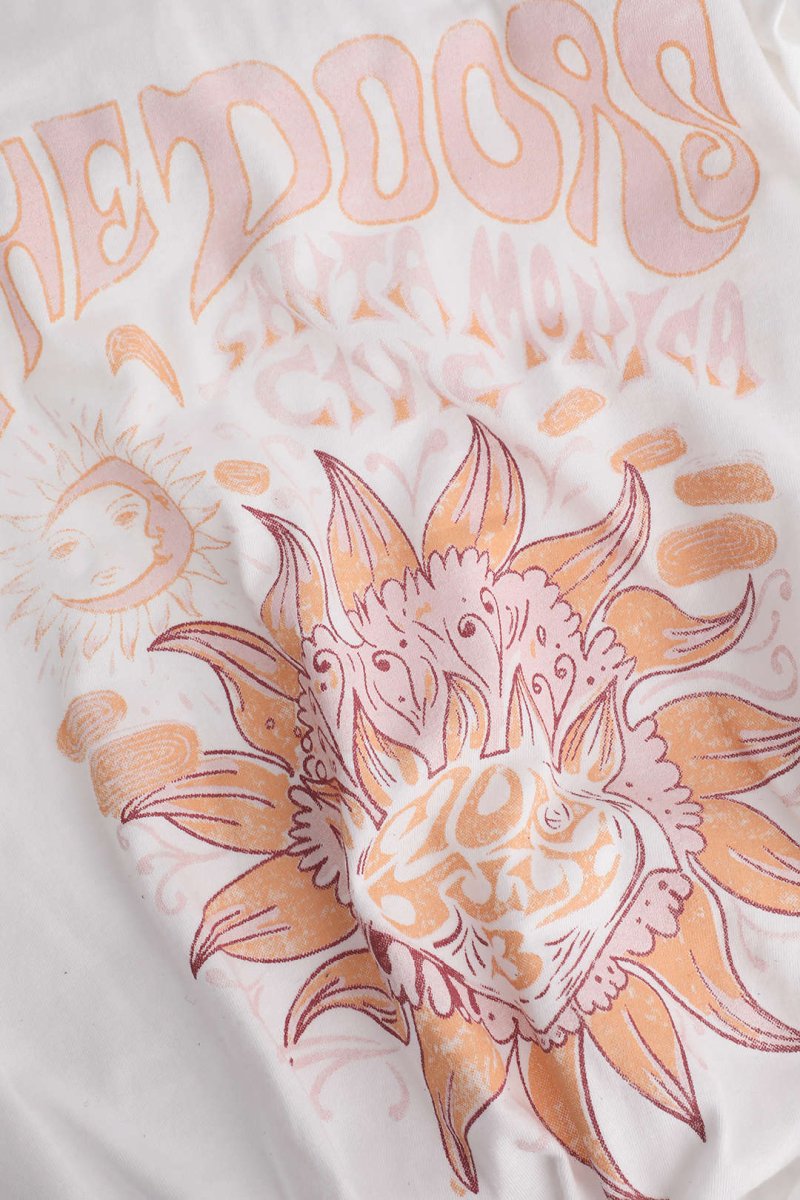 Flower Print Hem Knotted Short Sleeve T-Shirt - MISMIMCWTS221100014-WHITE-XS