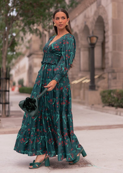 Garden Rose Dress - MISMIJK24140-W-GRN-XXS