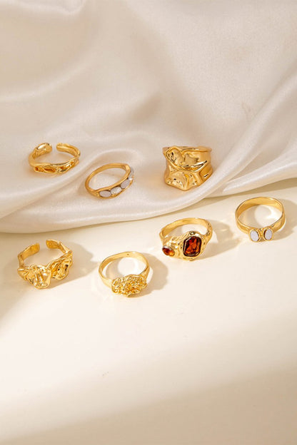 Geometric Irregular Ring Set - MISMIMCAJR2504290146-GOLD-F