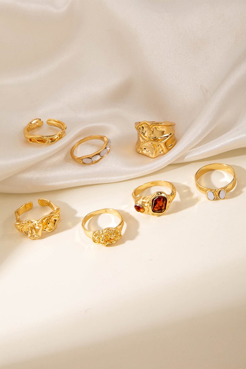 Geometric Irregular Ring Set - MISMIMCAJR2504290146-GOLD-F