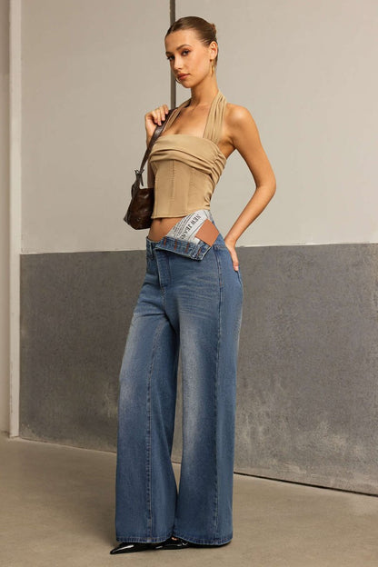 Halter Neck Ruched Top - MISMIMCWTT2503210072-KHAKI-XS